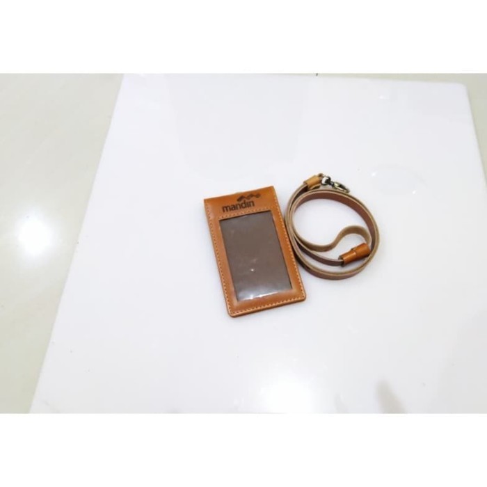 

BARANG TERLARIS Name Tag Saku ID Card Holder Kulit Asli Logo Bank Mandiri