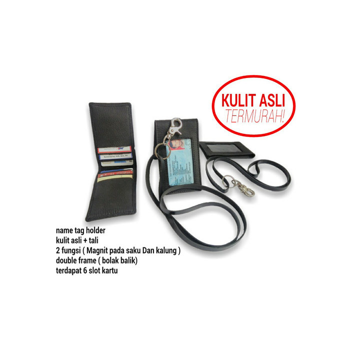 

BARANG TERLARIS gantungan ID card kulit asli id card holder name tag