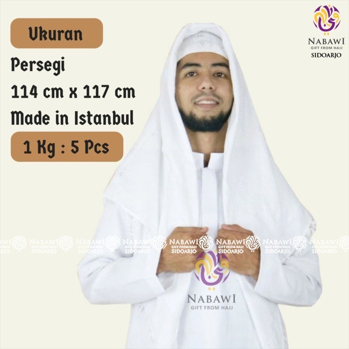 Sorban Arab Putih Polos/Sorban Surban Haji/Sorban Tenun/Oleh Oleh Haji ZIZI382