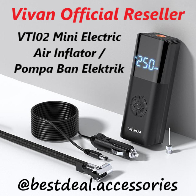 Vivan VTI02 Tire Inflator Pompa Ban Mobil Motor Sepeda la