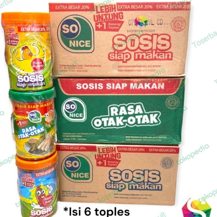 

] [1 KARTON = 6 Toples @480gram] Sosis So Nice Sonice Siap Makan
