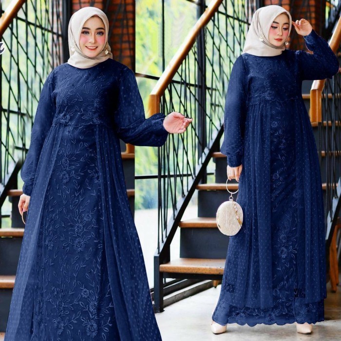 Gamis Dewasa gamis maxi wanita muslim longdress model kekinina 2023-liana dewasa - NAVY, M