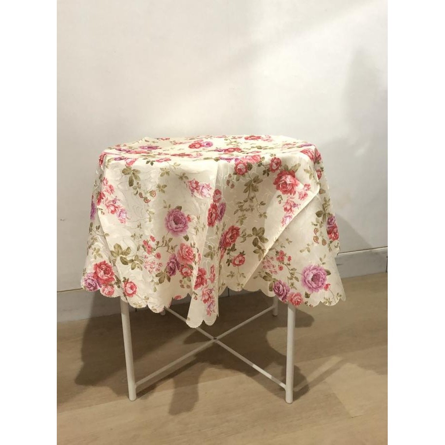 Taplak Meja Tamu Kain Bulat/Bundar Shabby Chic