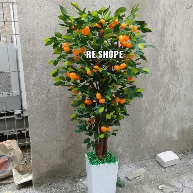 Bunga Plastik Jenis Pohon Jeruk Lebat Tinggi 170 Cm