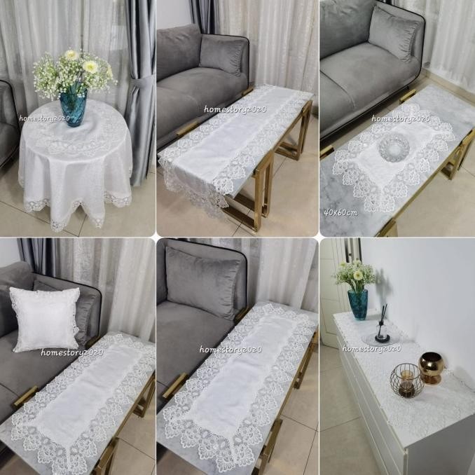 Taplak Meja Tamu Sarung Bantal Kursi Taplak Bulat Kotak Panjang Katun