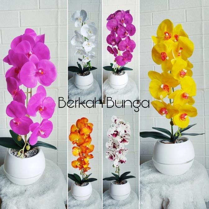 Bunga Anggrek Bulan Hiasan Artificial Plastik Latex Dekorasi Murah