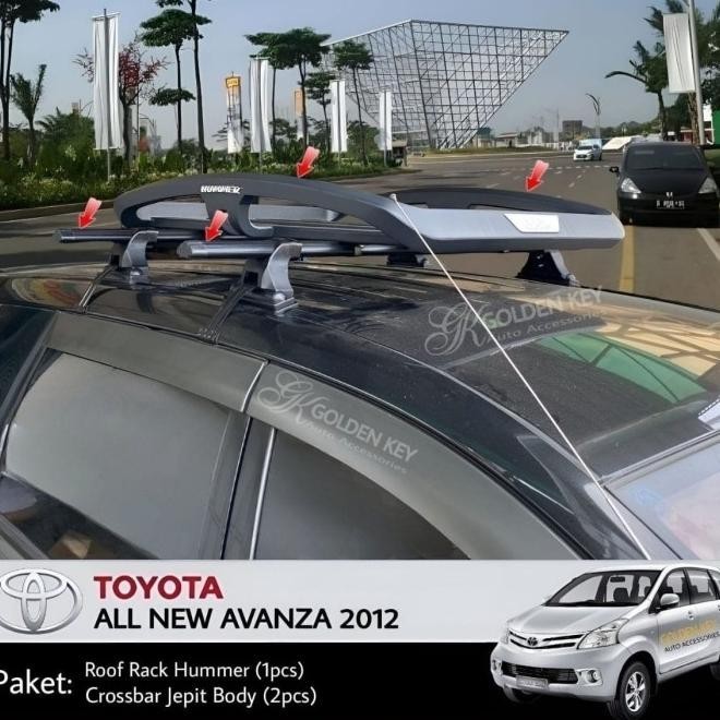 Paket All New Avanza 2012 Roof Rack Hummer + Crossbar Jepit Body