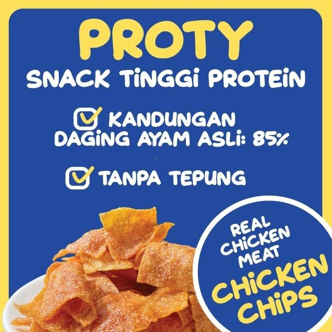 

PROTY Ori(6)+Pedas(6) Snack Camilan Tinggi Protein Ayam Chicken Chips E88A