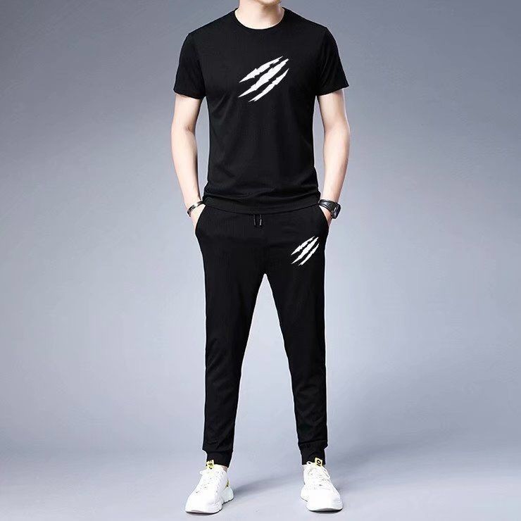 Setelan Pria Musim Panas Muda dan Paruh Baya, Kemeja Dalaman Gaya Korea Ukuran Besar dan Celana Panj