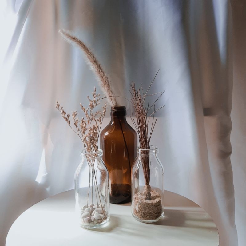 EIU VAS BOTOL AESTHETIC/ VAS BOTOL KACA/ VAS BELING/ VAS BOTOL COKLAT/ VAS BUNGA YT1