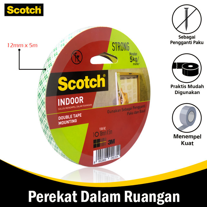 

PROMO 3M Scotch Perekat Indoor Double Tape 12 MM x 5 M Mounting 3M-110-5C