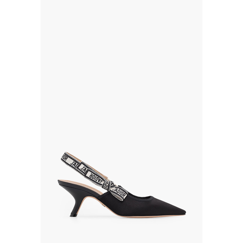 CHRISTIAN DIOR J'Adior Slingback Pumps 65mm in Black Embroidered Satin and Cotton