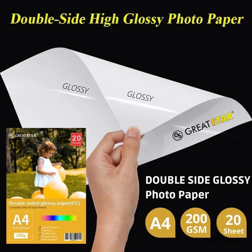 

Model baru - DOUBLE SIDE GLOSY/PO PAPER A4/20lembar waterproff