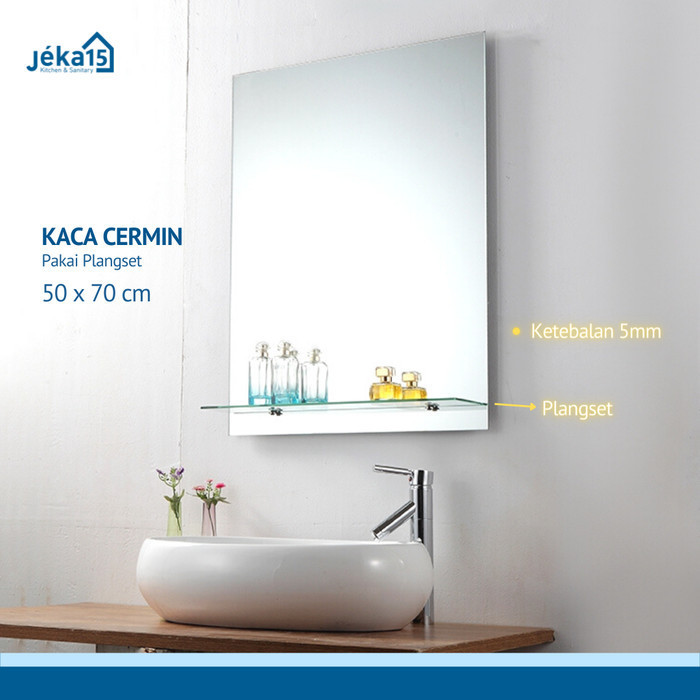 Kaca Cermin Kamar Mandi Besar Asahi 5Ml Ukuran 50X70 Bevel Persegi