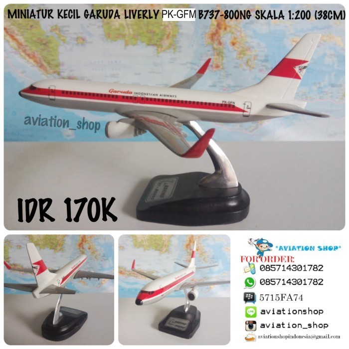 MINIATUR PESAWAT DIECAST GARUDA INDONESIA PK-GFM BOEING 737-800NG 19CM