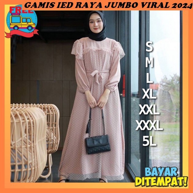Busana Syari Set Hijab Dres Cewe Korea Aesthetik Gami Ied Mubarak Abayaa Perempuan Idhul Fitri Elega
