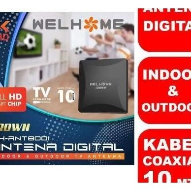 Berkualitas| WELHOME ANTENA TV DIGITAL INDOOR OUTDOOR WH-ANT800I FREE KABEL 10M