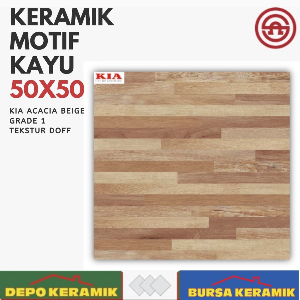Keramik Motif Kayu 50x50 ACACIA BEIGE -KIA- Doff&amp;Wood