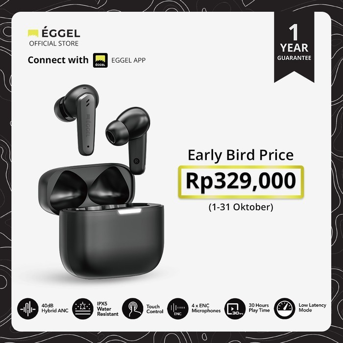 Eggel Quietbuds Neo Hybrid Anc + Enc Tws Bluetooth Earphone