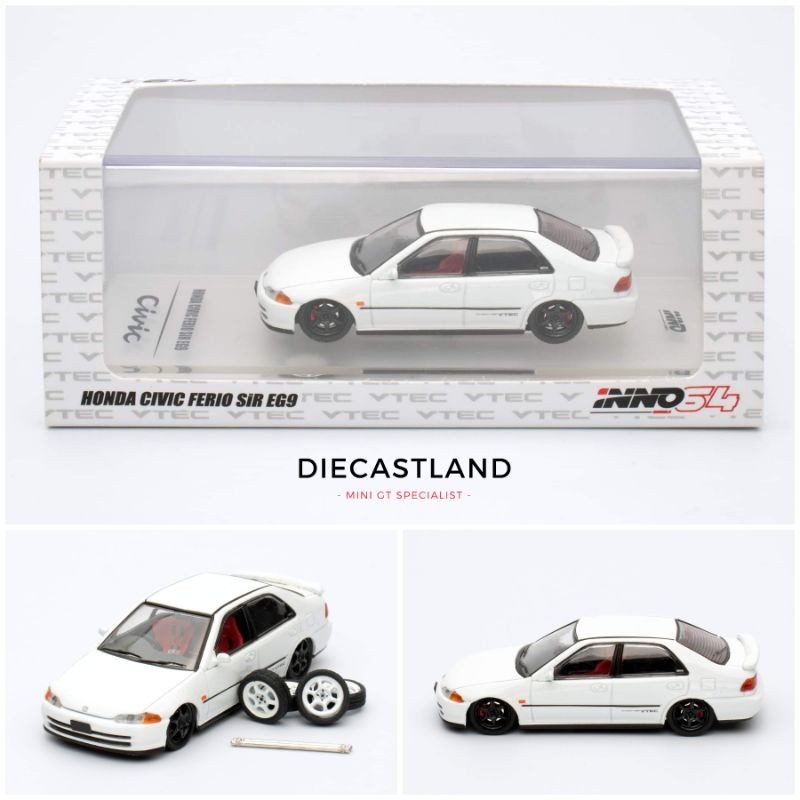 INNO64 Honda Civic Ferio Sir EG9 OWhite IN64-EG9-WHI INNO R34 White Acrylic Packaging Miniature Car 