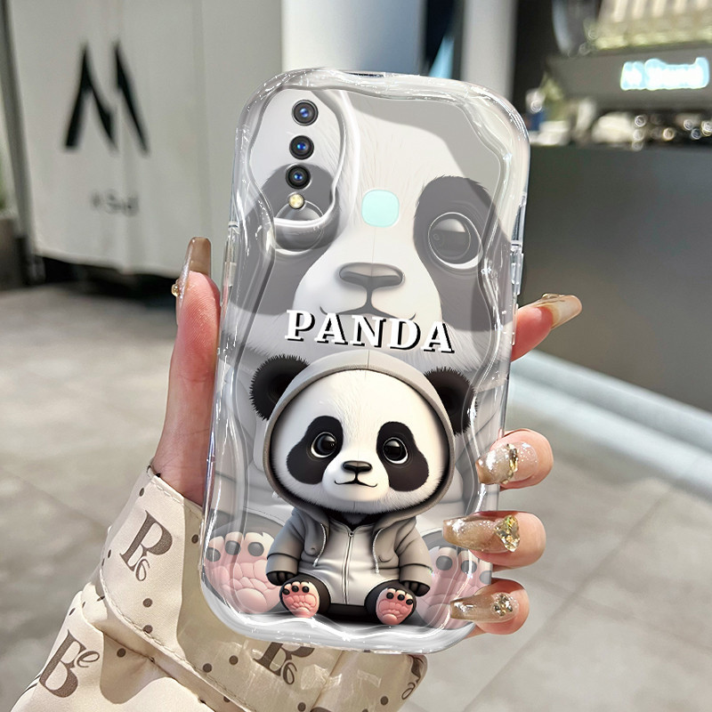 Casing Hp VIVO Y19 VIVO Y5s Case pelindung silikon lunak Casing ponsel kartun HP Panda Kesing Anti d
