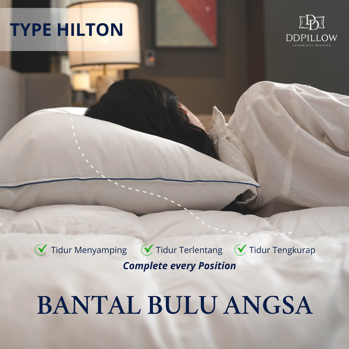 Paket 2 Bantal Hotel Bulu Angsa Asli & 2 Guling Bulu Angsa Asli Hilton