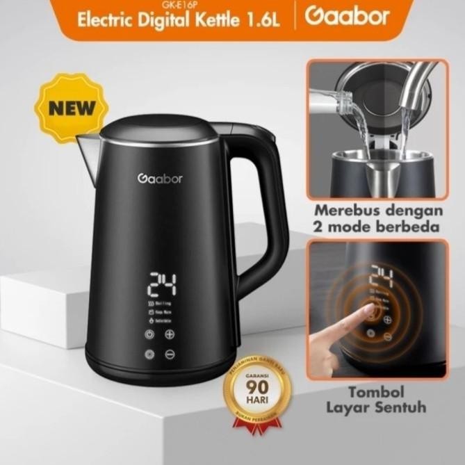 Kettle Listrik Gaabor Kapasitas 1.6 Liter Gk-E16P Digital--Hitam