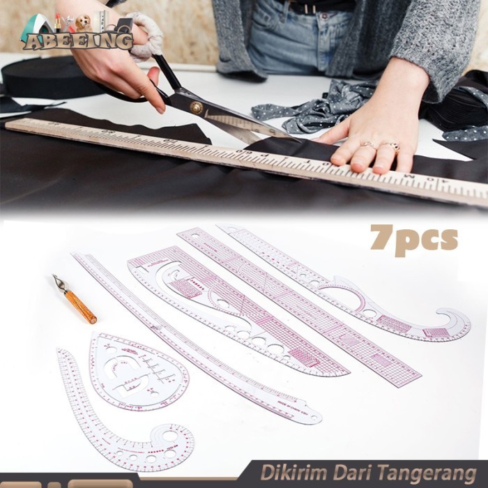 

Isi 7 Penggaris Pola Jahit Set Multi Function Sewing Rulers