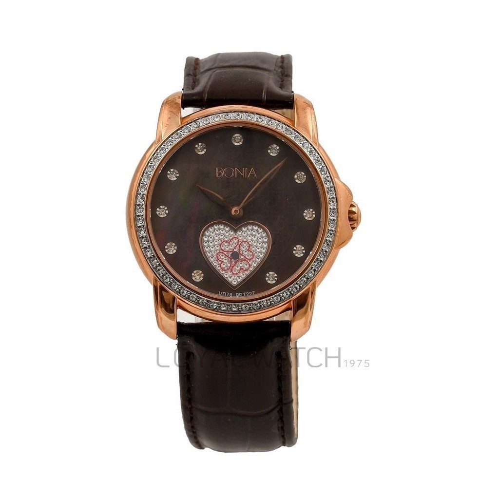 Jam Tangan Wanita Bonia  BPT227-2547S ROSE Gold Coklat Original Garansi Resmi