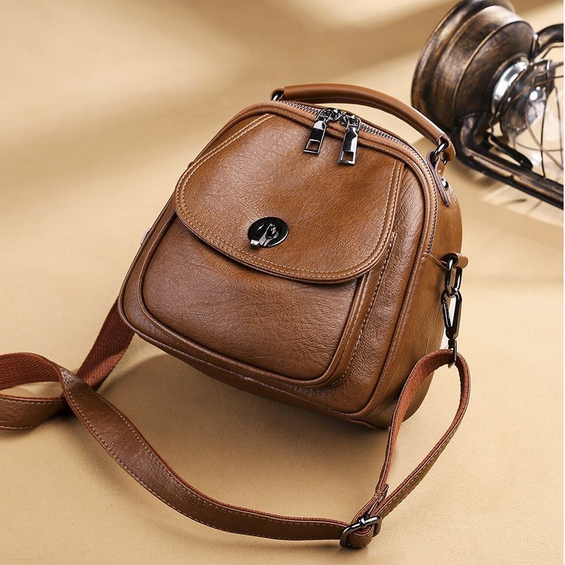 Ransel Selempang Gaya Korea Wanita, Tas Punggung Kecil Lembut, Tas Selempang Sederhana untuk Wanita