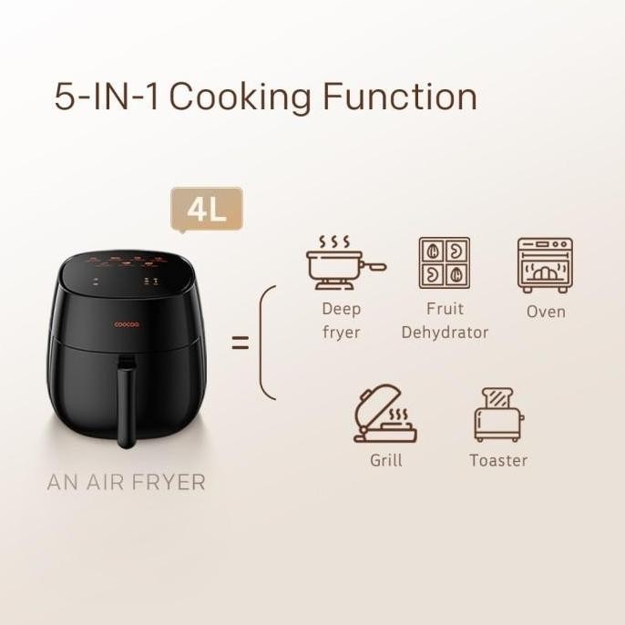 COOCAA AIR FRYER - KAPASITAS 4L - DIGITAL PRESET - (MODEL: AF-DE1) - AANFAJAR1