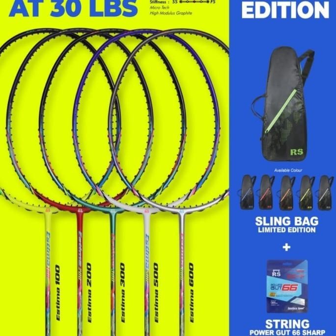 Raket Badminton Rs Estima Feel 100 200 300 500 600 Limited Bag Ori Jisungiestoree