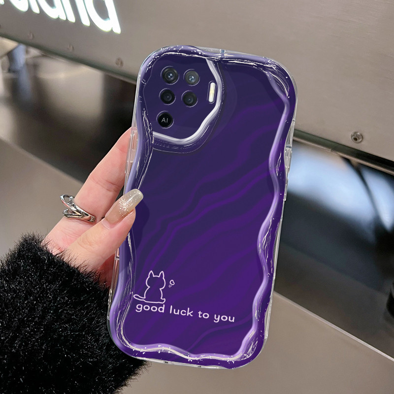 Casing Hp OPPO A94 F19 Pro Reno 5F Reno 5 Lite Reno5 F Reno5 Lite Case hp ponsel pola kucing kerut C