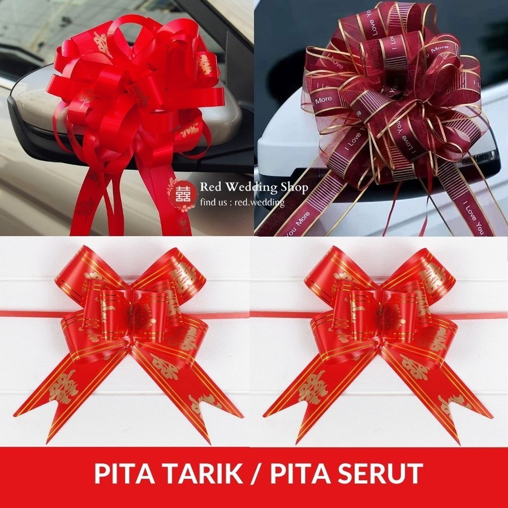 

Tali Pita Besar Pita Tarik Pita Serut Shuang Xi Kado Warna Merah Maroon HARGA SEPASANG