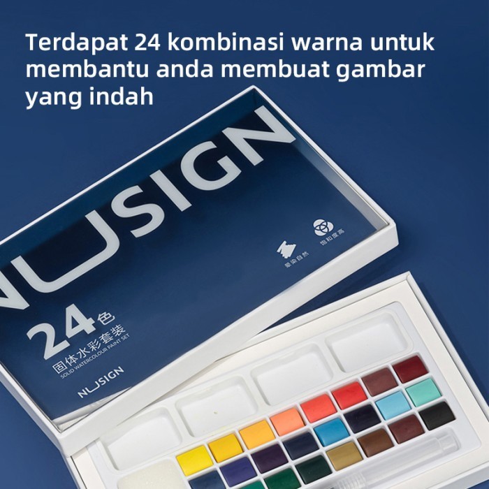 

Nusign Solid Watercolor Paint/Set Cat Air Padat 24 Warna Ns733