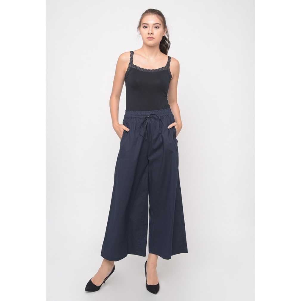 Celana Kulot Kolor Panjang Wanita Banana Female Basic Pants 5 Navy