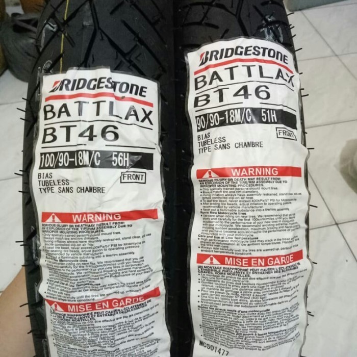 Paketan Ban Luar Battlax Bt46 Uk 90/90-18 Dan 100/90-18