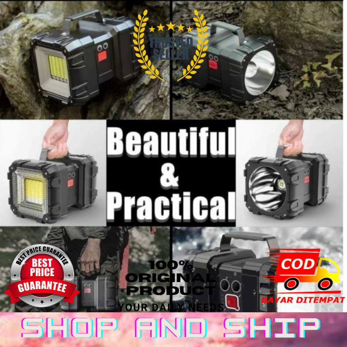 Lampu Sorot Senter Led Xhp70 + 45 Smd Led Super Terang Usb Charge