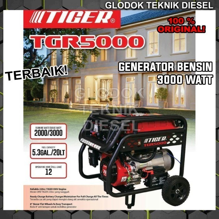 TGR 5000 Tiger Genset Bensin Gasoline 3000 Watt TGR5000 ORIGINAL