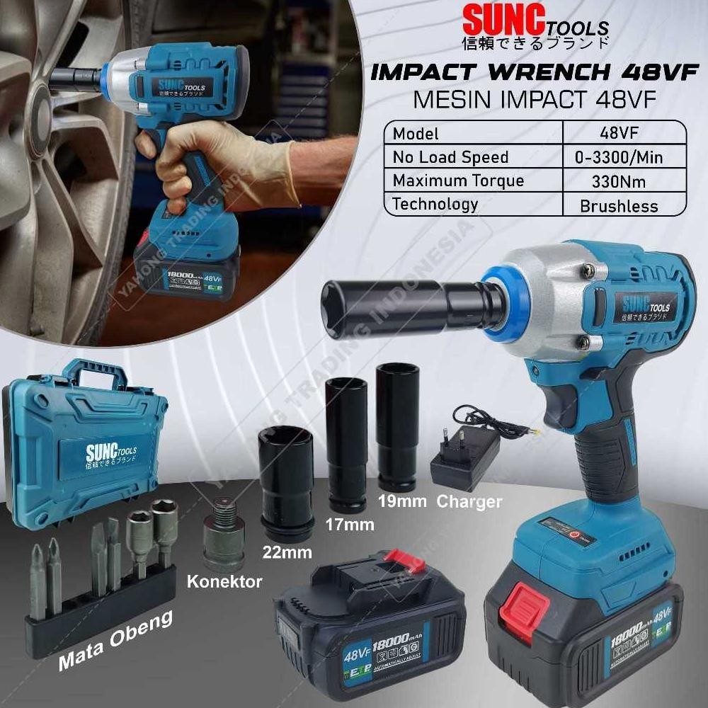 Mesin Impact Baterai Cordless Impact Wrench Brushless 48V 48Vf Sunc Tools