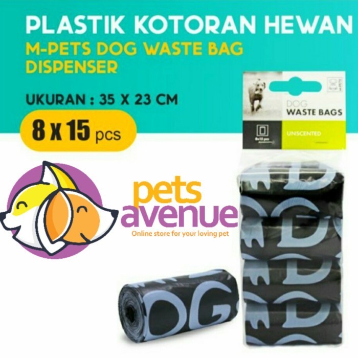 M-Pets Dog Poop Bag Disser Isi 8X15 Pcs - Plastik Poop Anjing M-Pet