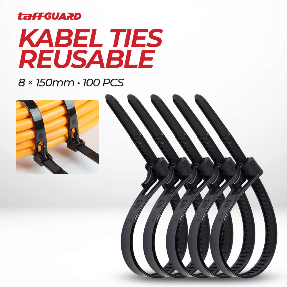 

TaffGUARD Kabel Ties Zip Cable Organizer Reusable 8x150mm 100 PCS