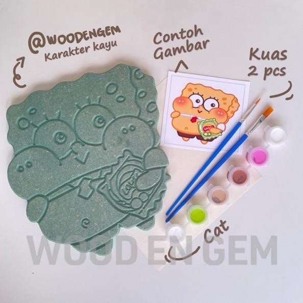 

DIY WOOD CHARACTER PAINTING MEWARNAI MELUKIS KAYU KARAKTER SPONGEBOB | WOODENGEM | 19 CM BARU