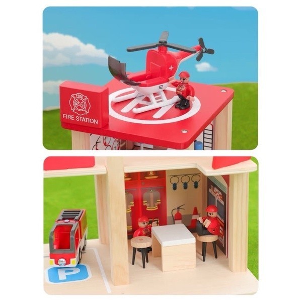 

Wooden Police Station Fire Station Mainan Polisi Pemadam Kebakaran