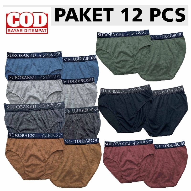 PROMO CD PAKET ISI 12 Pcs celana dalam pria dewasa size M - XXL CD Surobakku bahan Tc soft lembut da