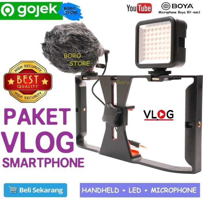 Yodhoba Paket Vlog Lengkap Boya By-Mm1 Mini Led Lighting For Smartphone Hp
