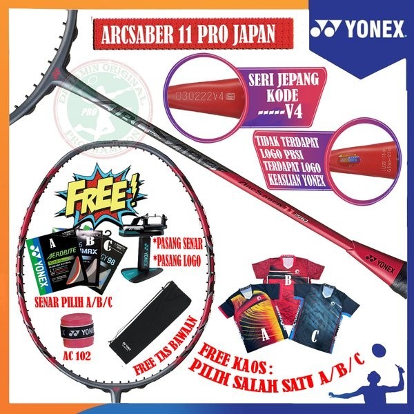 YONEX ARCSABER 11 PRO JAPAN / JP / JEPANG / ARC SABER 11 PRO RAKET BADMINTON ORIGINAL
