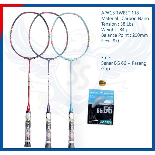APACS TWEET 188 - 38Lbs Raket Badminton Original