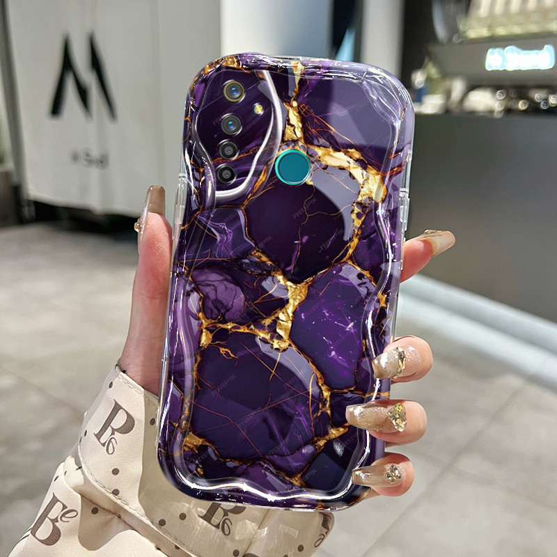 Casing Hp Realme 5 Pro Realme Q Case pelindung HP pola rusak Kesing tekstur lembut berwarna-warni pi