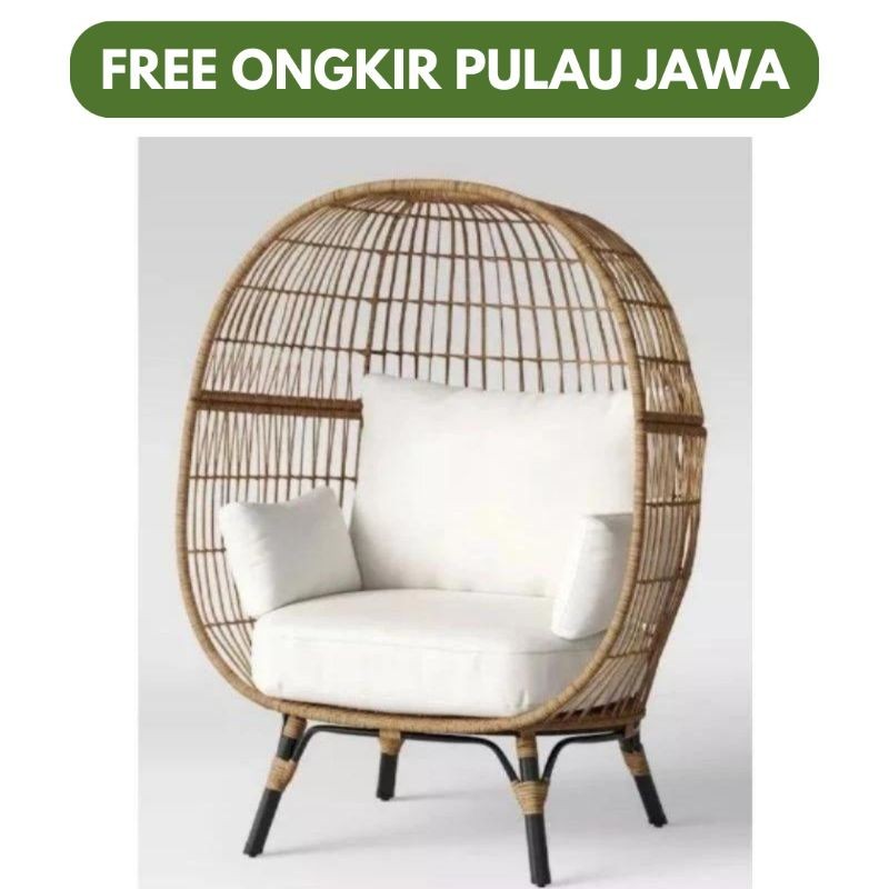 (FREE ONGKIR) SOFA ROTAN BULAT / KURSI ROTAN / RATTAN LOUNGE CHAIR / EGG RATTAN CHAIR / SOFA OUTDOOR